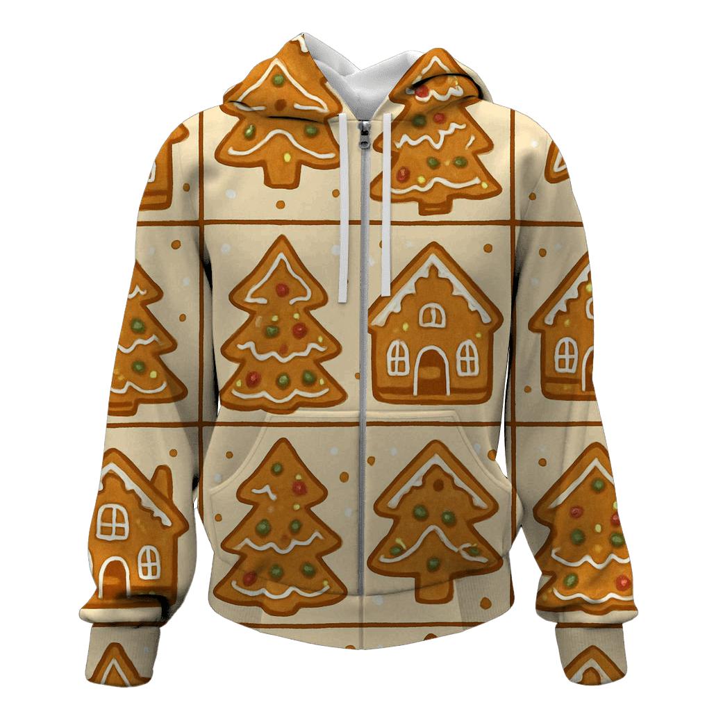 Gingerbread Village Tiles On Cream hoodie designs