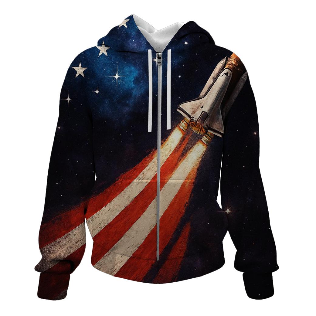 Cosmic Shuttle Stripe Trail zip-up hoodies