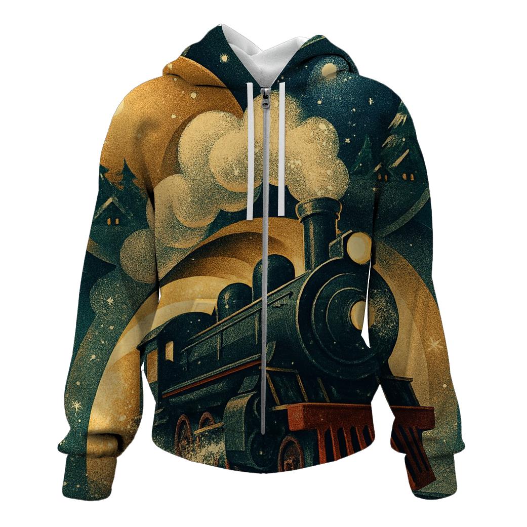 North Pole Train Through The Ornament Tunnel graphic hoodies