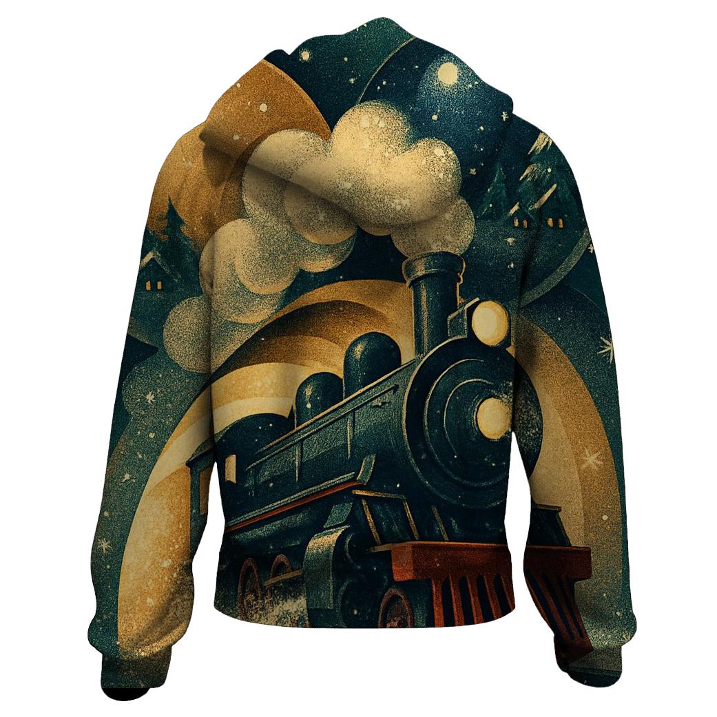 North Pole Train Through The Ornament Tunnel graphic hoodies