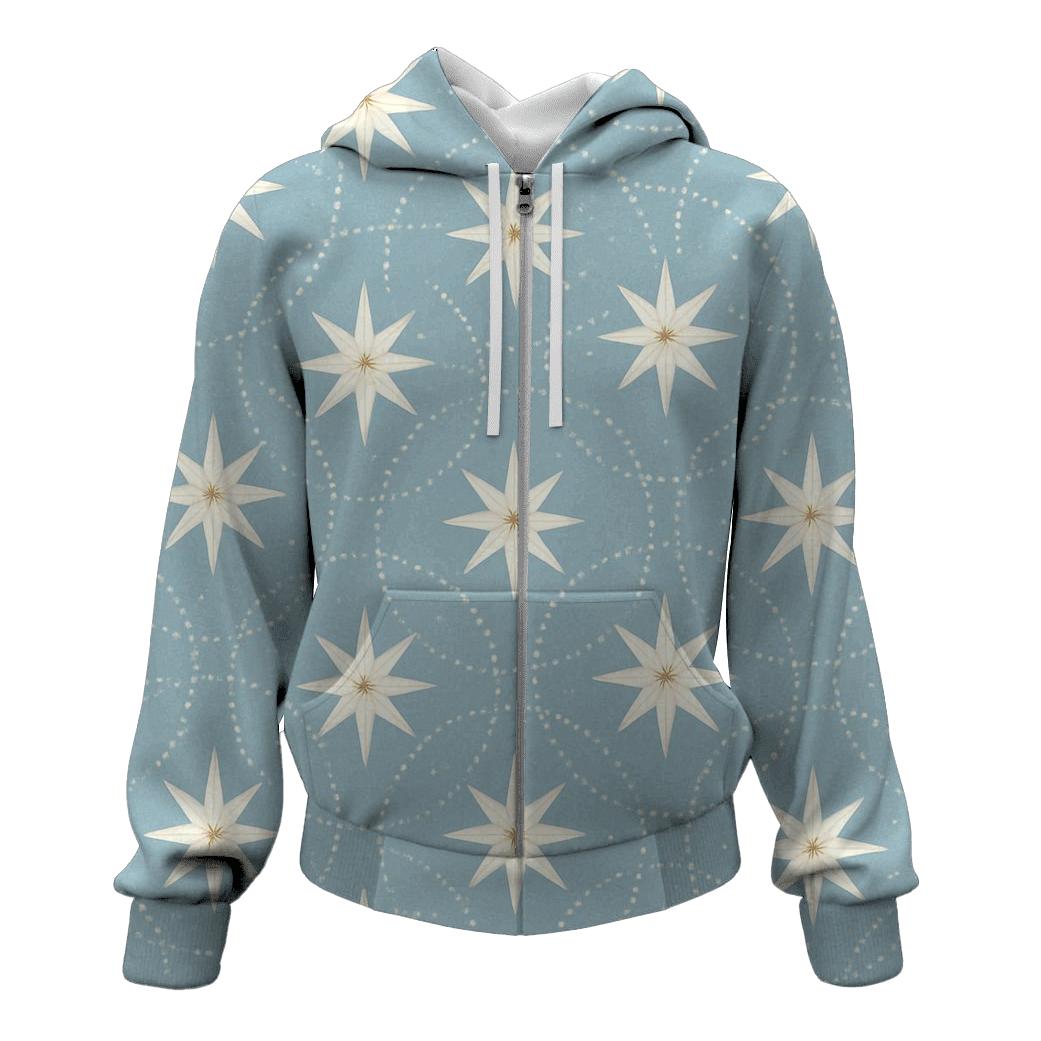 North Star Orbits On Icy Blue premium hoodies