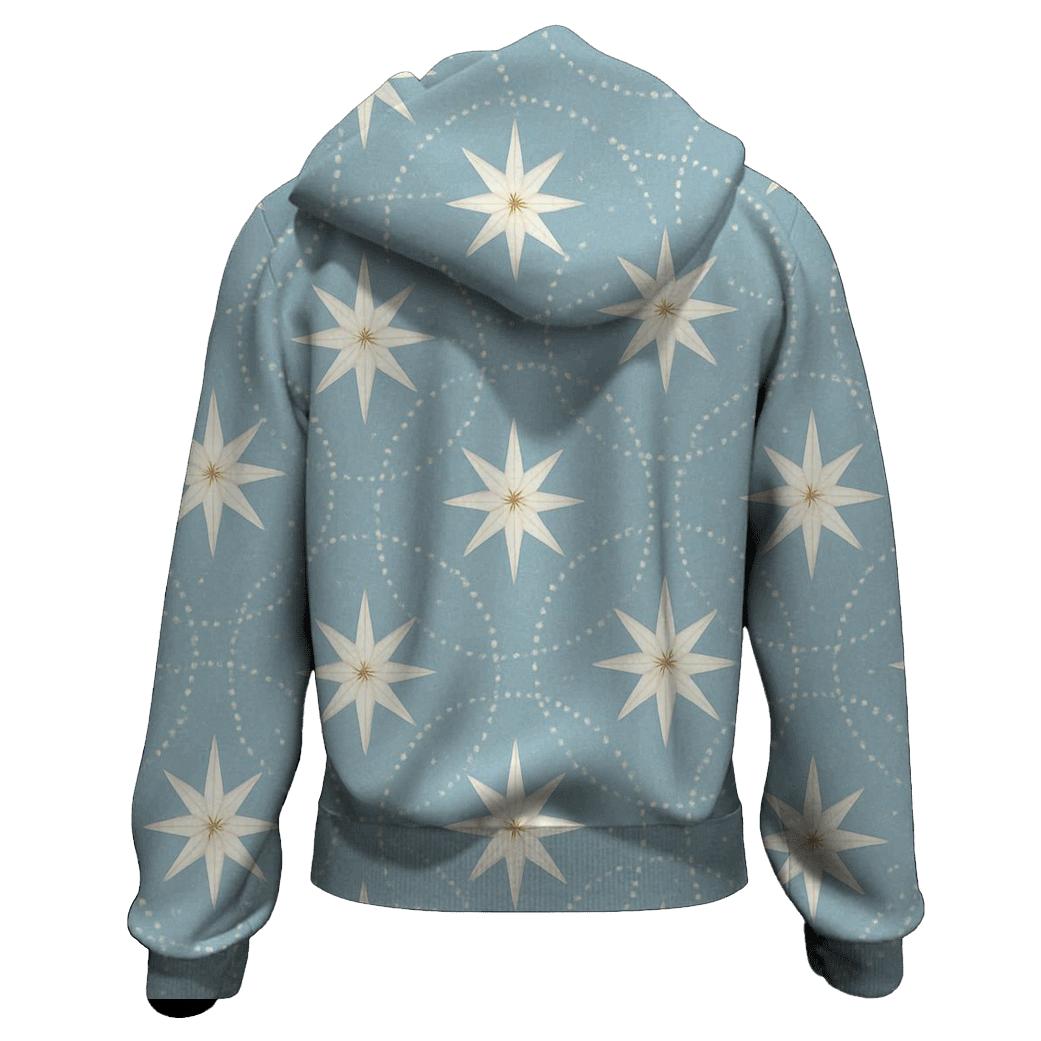 North Star Orbits On Icy Blue premium hoodies