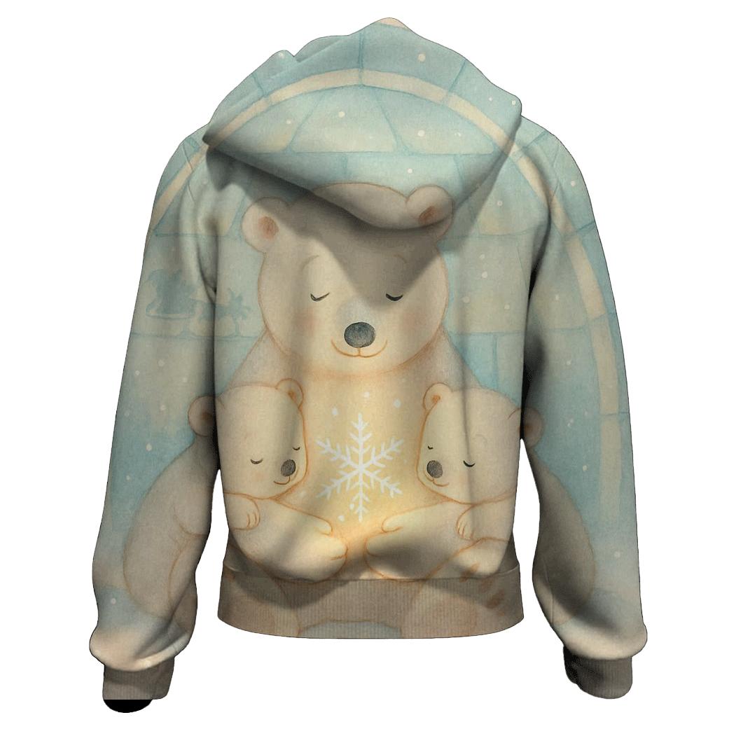 Polar Bear Family Igloo Storytime embroidered hoodies