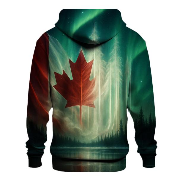 Aurora Over The Canadian Maple Flag embroidered hoodies