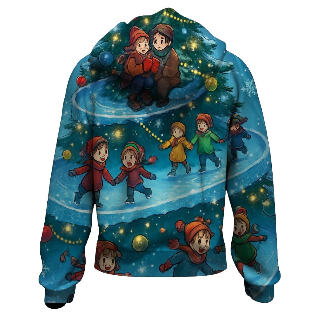 Christmas Tree Skating Rink Spiral graphic hoodies