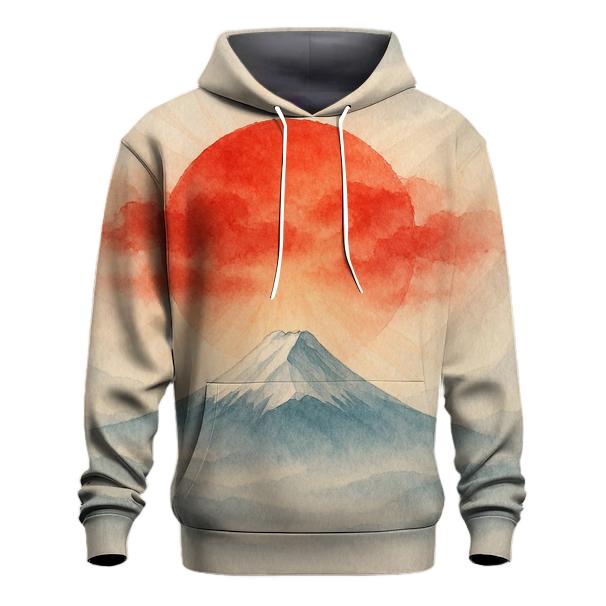 Rising Sun Over Mount Fuji Flagscape heavyweight hoodies