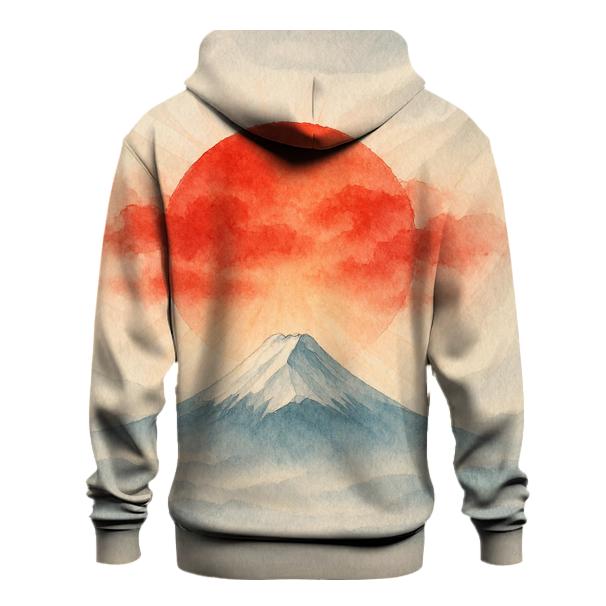 Rising Sun Over Mount Fuji Flagscape heavyweight hoodies