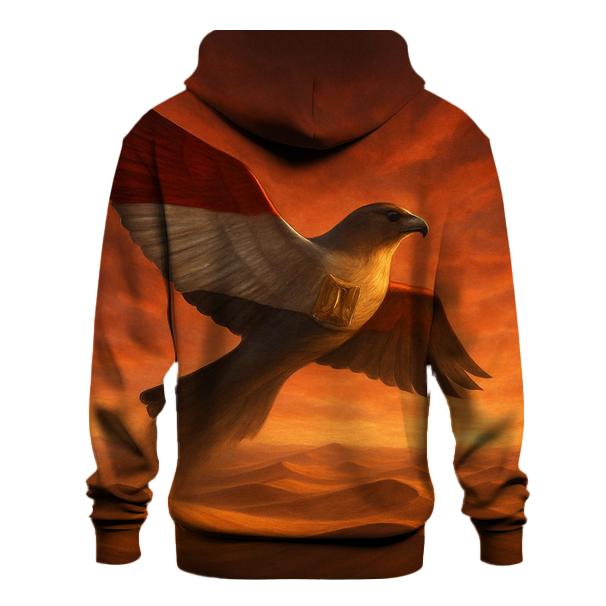 Egyptian Desert Falcon Flag Silhouette heavyweight hoodies