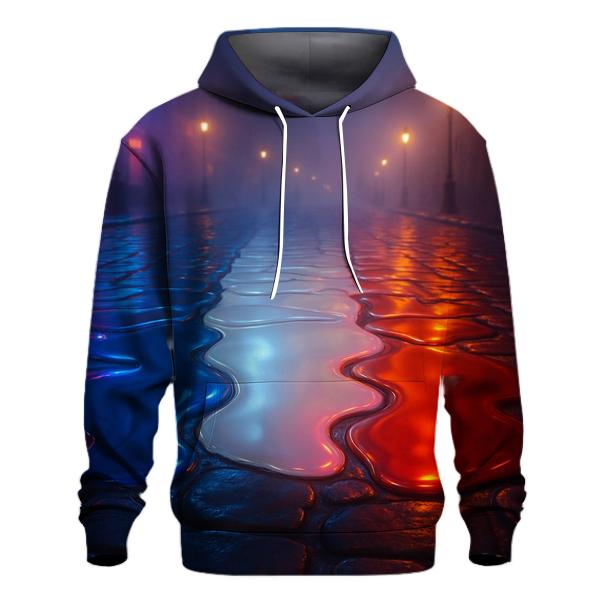 French Tricolor City Rain Reflections printed hoodies
