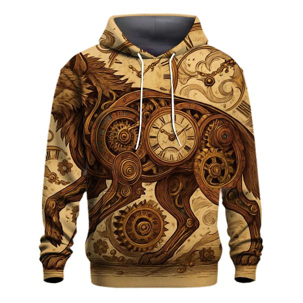 Clockwork Timebound Wolf graphic hoodies
