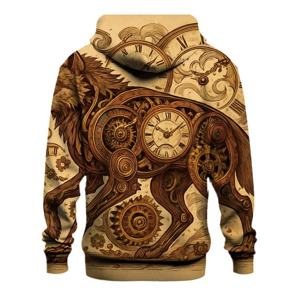 Clockwork Timebound Wolf graphic hoodies