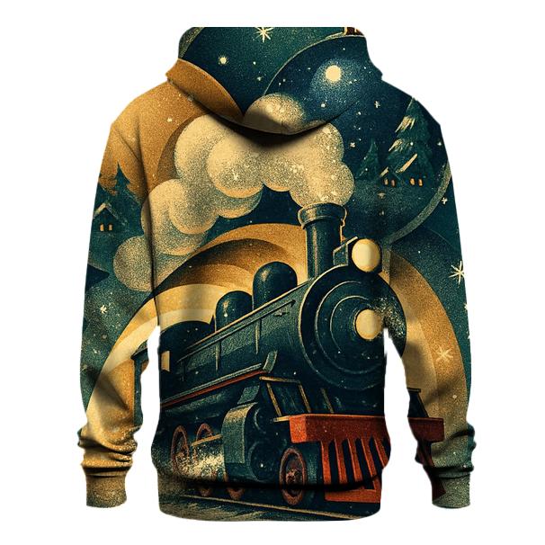 North Pole Train Through The Ornament Tunnel embroidered hoodies