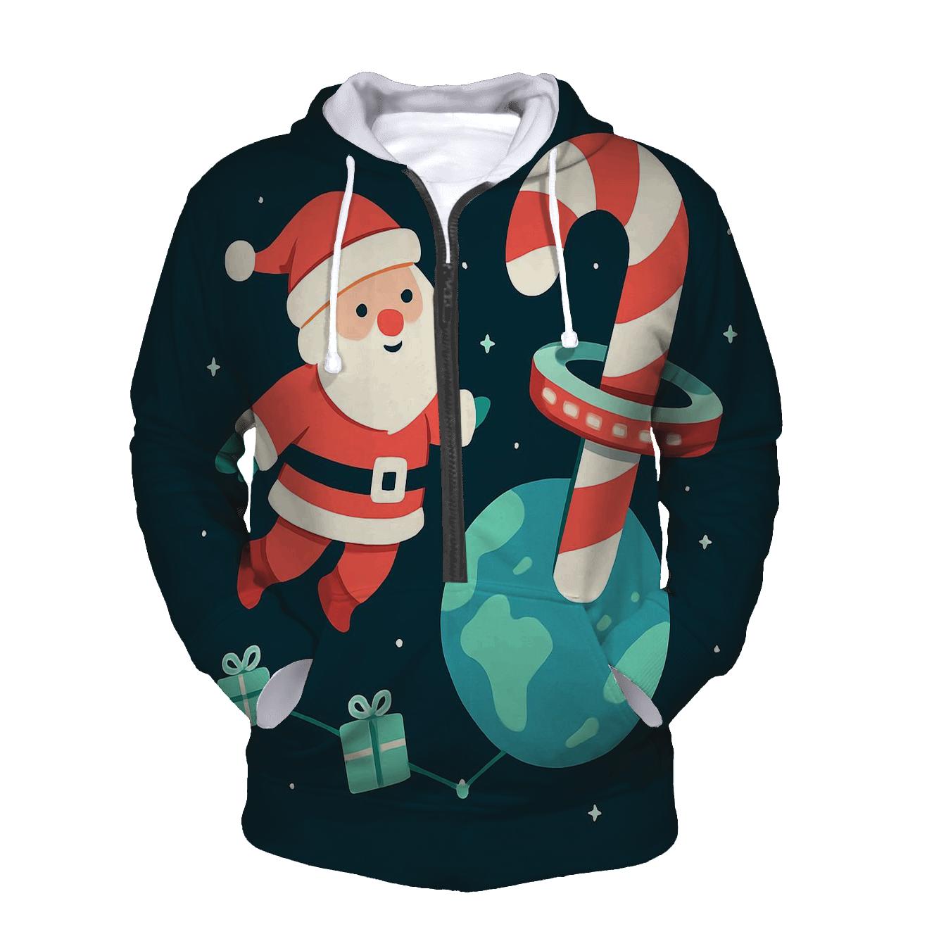 Orbiting Candy Cane Station pullover hoodies