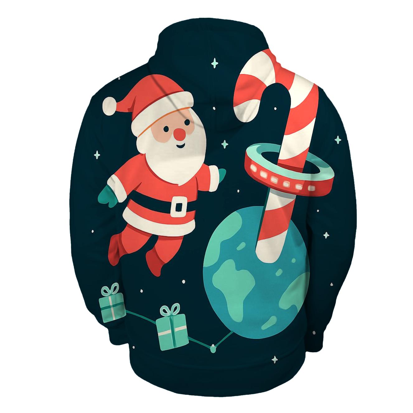 Orbiting Candy Cane Station pullover hoodies