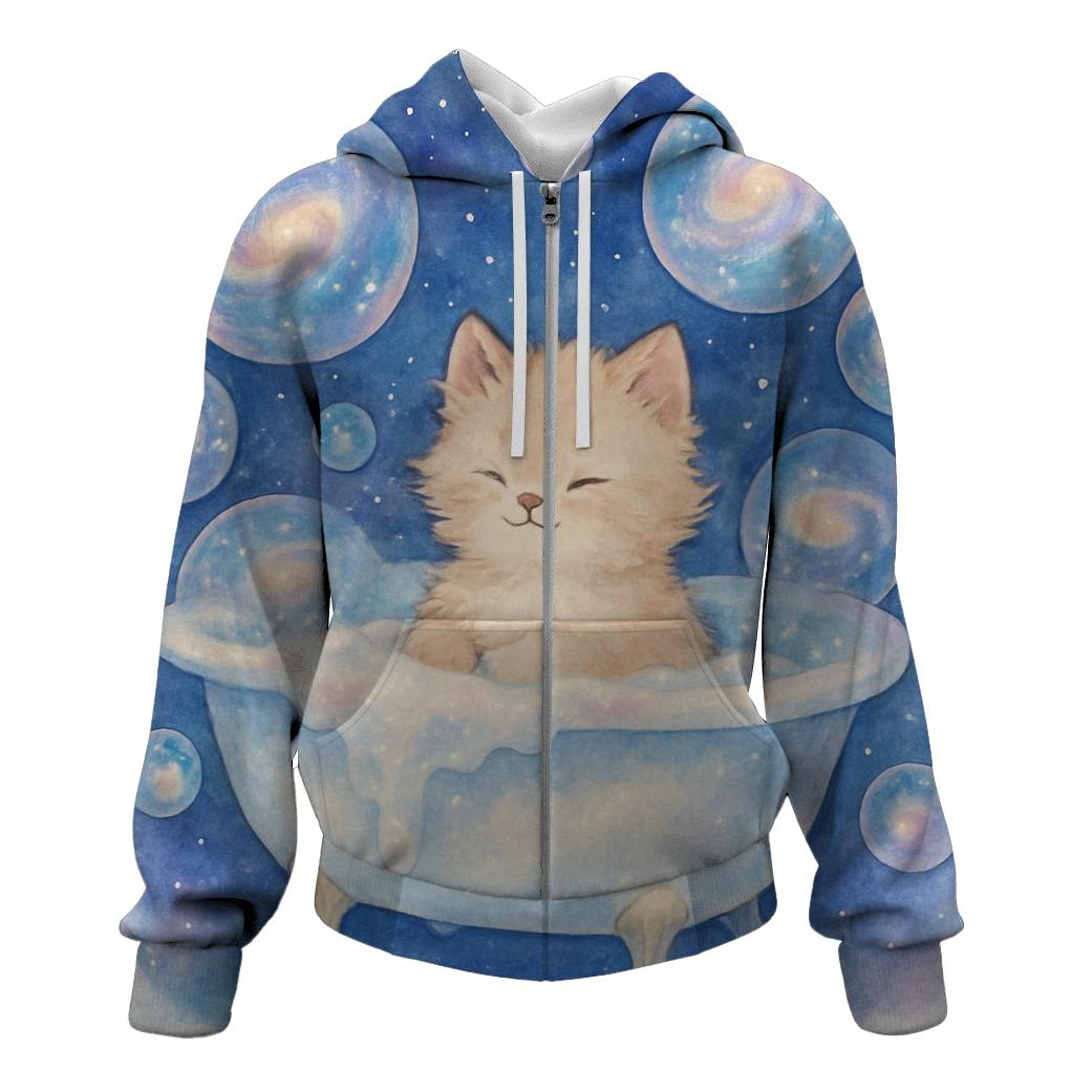 Galaxy Bubble Bath Kitten designer hoodies