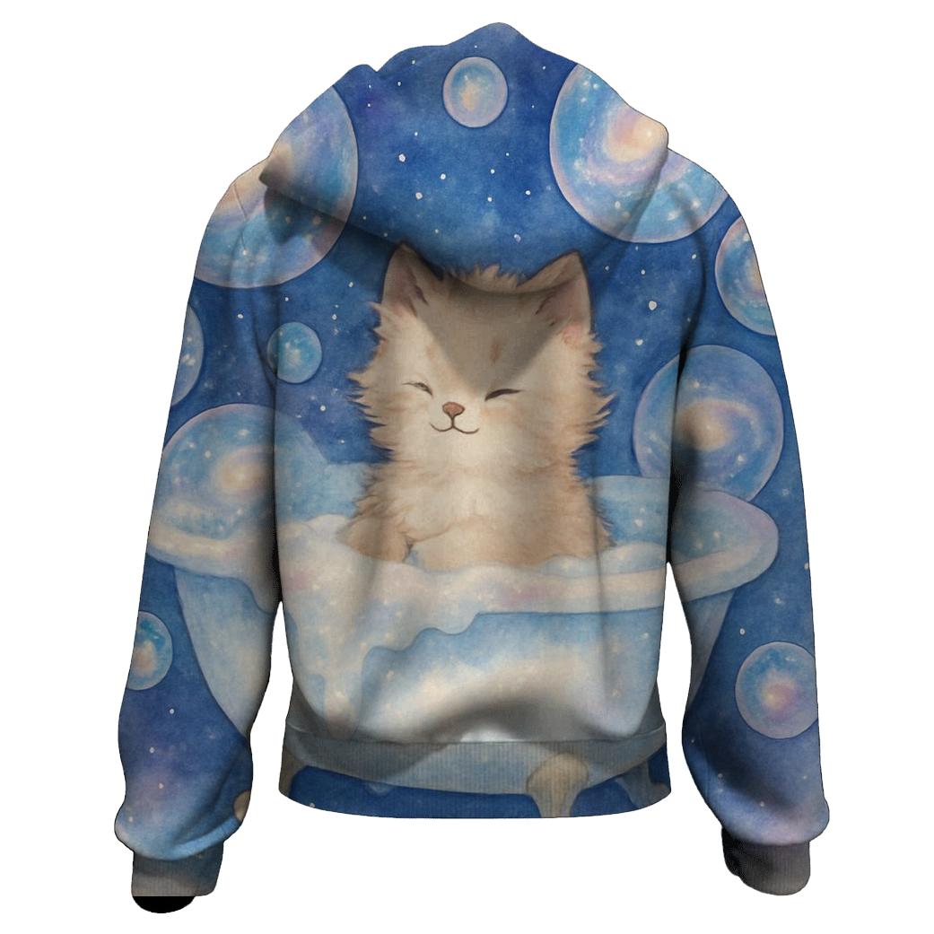 Galaxy Bubble Bath Kitten designer hoodies