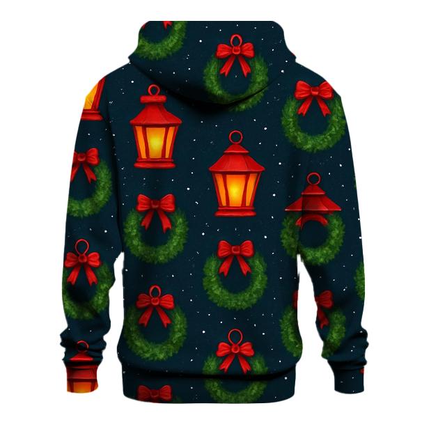 Lanterns And Wreaths Alternating Grid On Midnight Blue hoodies fashion