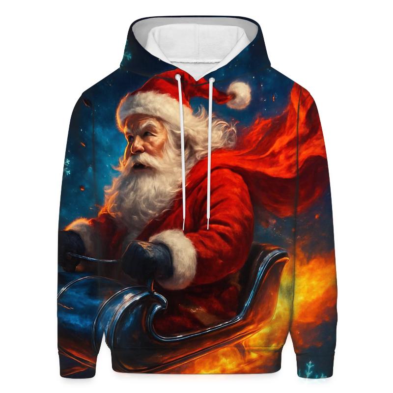 Cosmic Sleigh Rider Santa lightweight hoodies