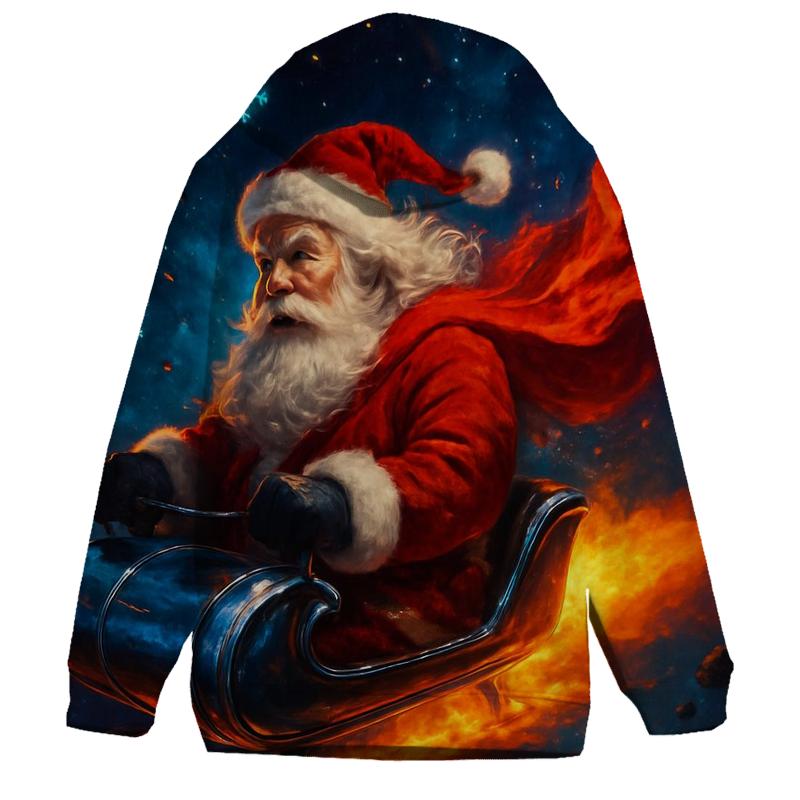 Cosmic Sleigh Rider Santa lightweight hoodies
