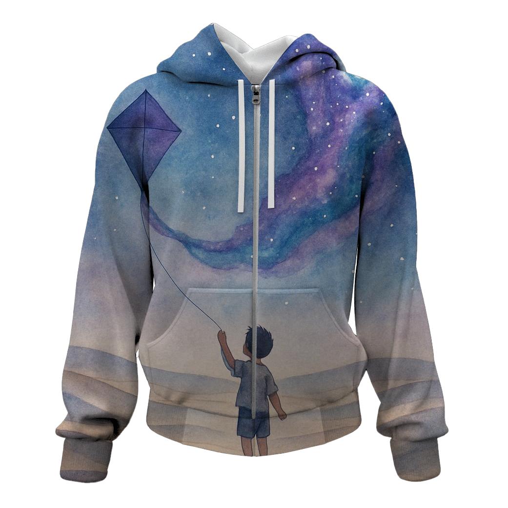 Cosmic Kite Over Desert Dunes heavyweight hoodies