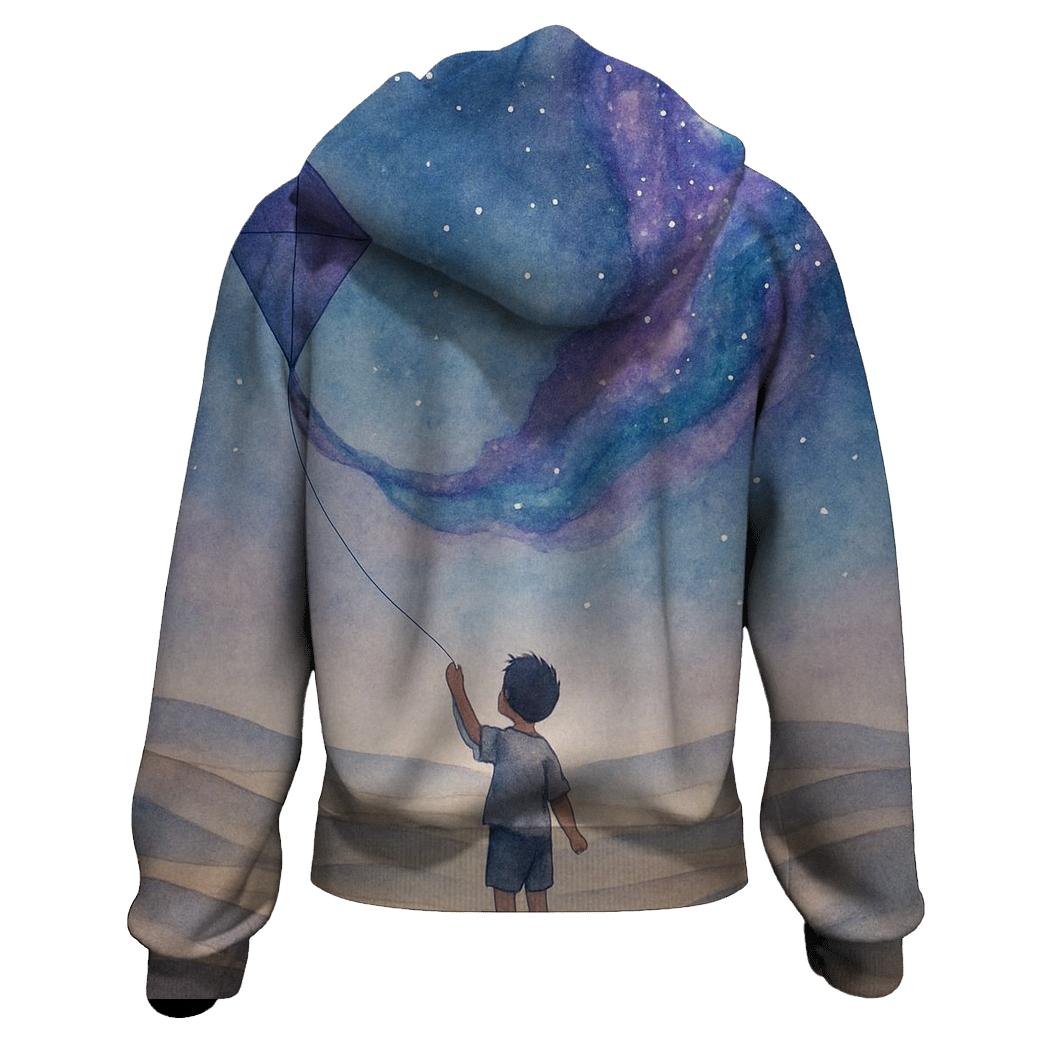 Cosmic Kite Over Desert Dunes heavyweight hoodies
