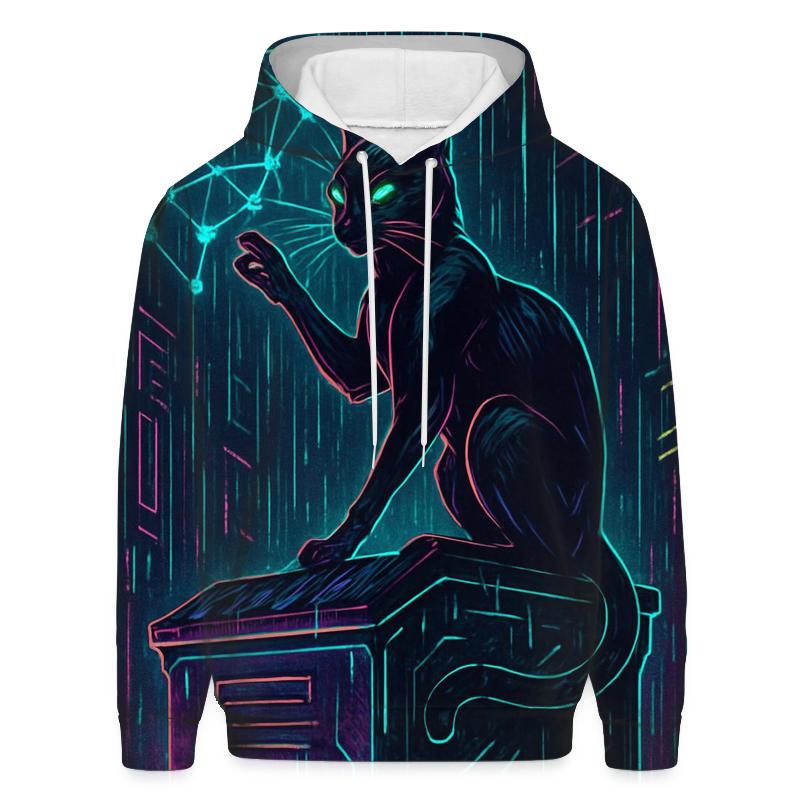 Cyber Alley Star Hacker Cat premium hoodies