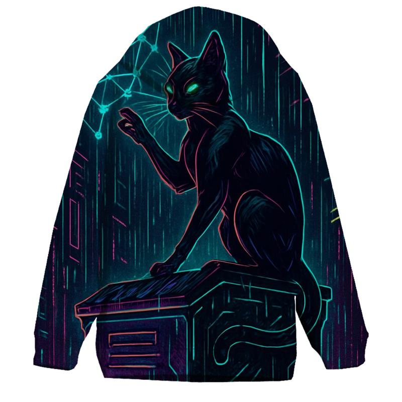 Cyber Alley Star Hacker Cat premium hoodies