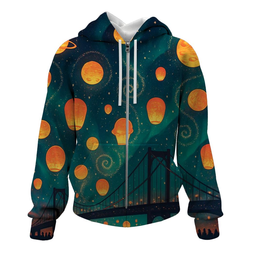 Orbiting Lanterns Of The Star Festival embroidered hoodies