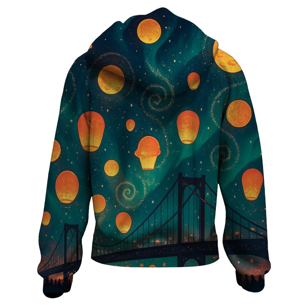 Orbiting Lanterns Of The Star Festival embroidered hoodies