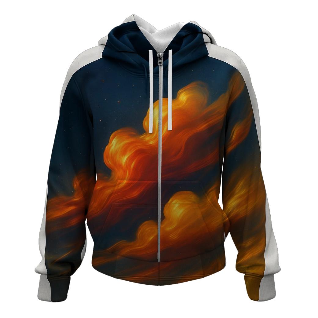 Prismatic Drift Gradient Clouds zip-up hoodies