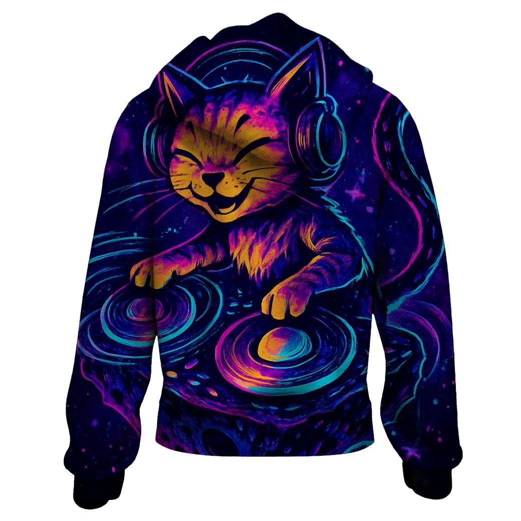Galactic DJ Cat Eclipse heavyweight hoodies