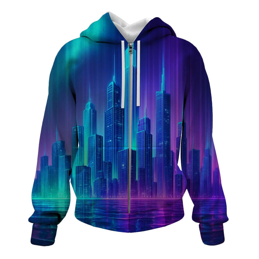 Luminous Tides Gradient City lightweight hoodies