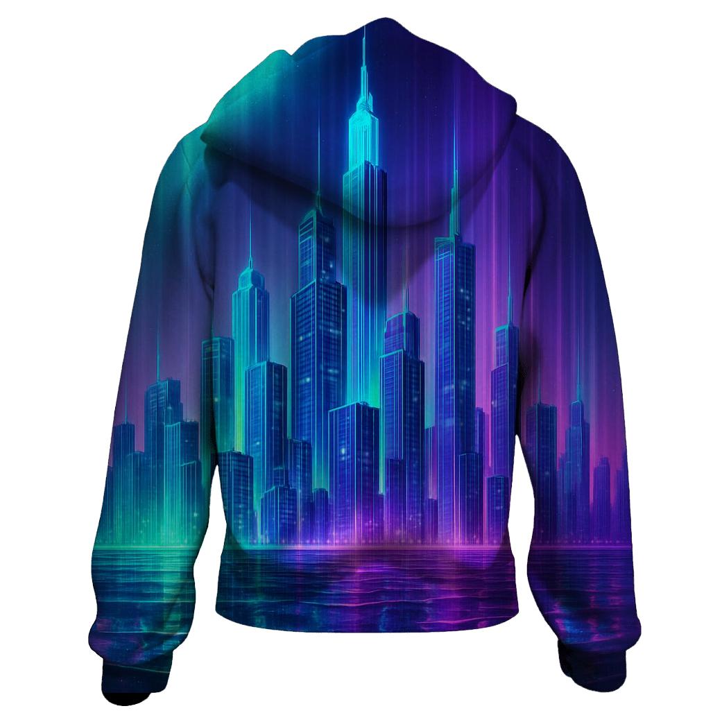 Luminous Tides Gradient City lightweight hoodies