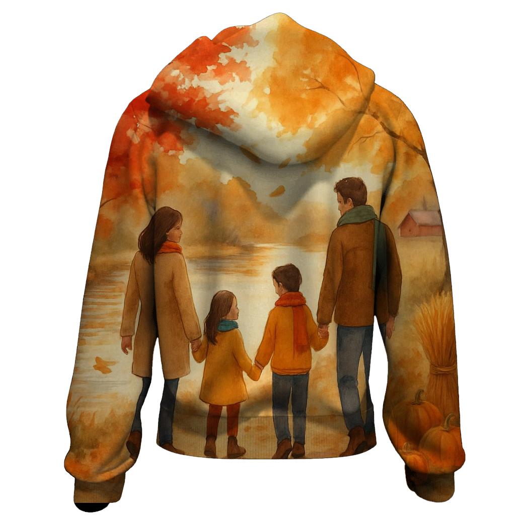 Autumn River Gratitude Walk printed hoodies