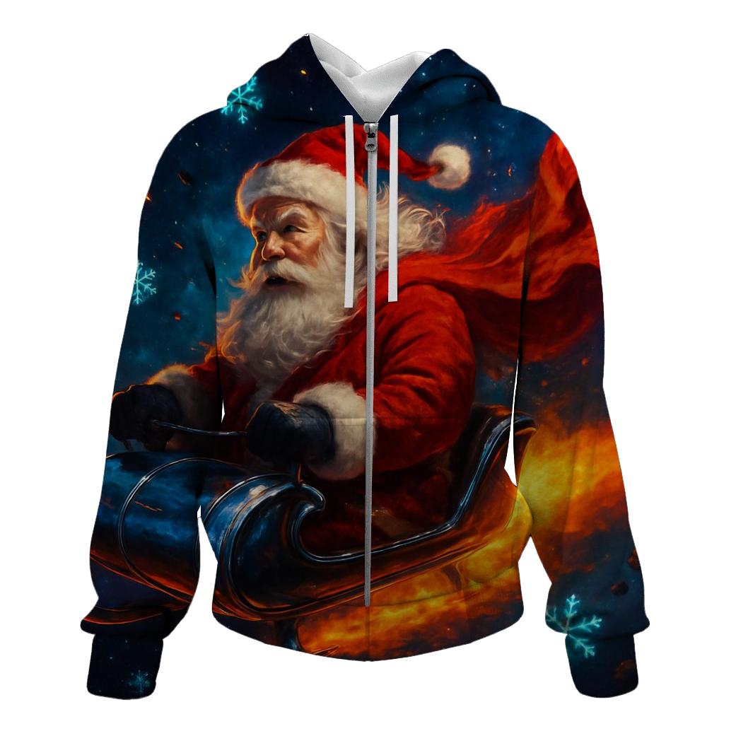 Cosmic Sleigh Rider Santa heavyweight hoodies