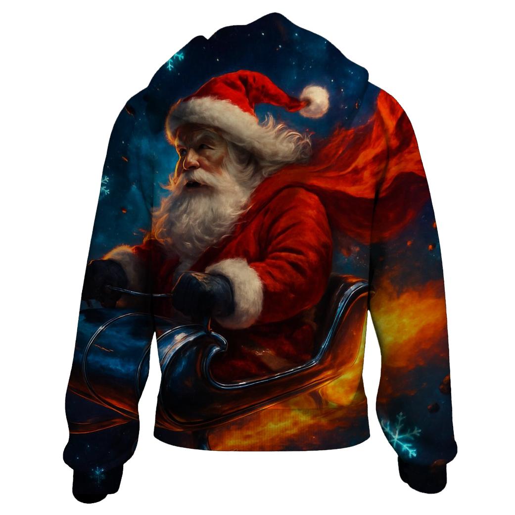 Cosmic Sleigh Rider Santa heavyweight hoodies