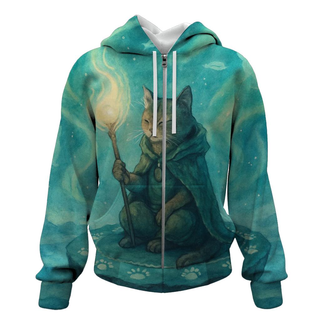 Aurora Shaman Cat Ritual printed hoodies