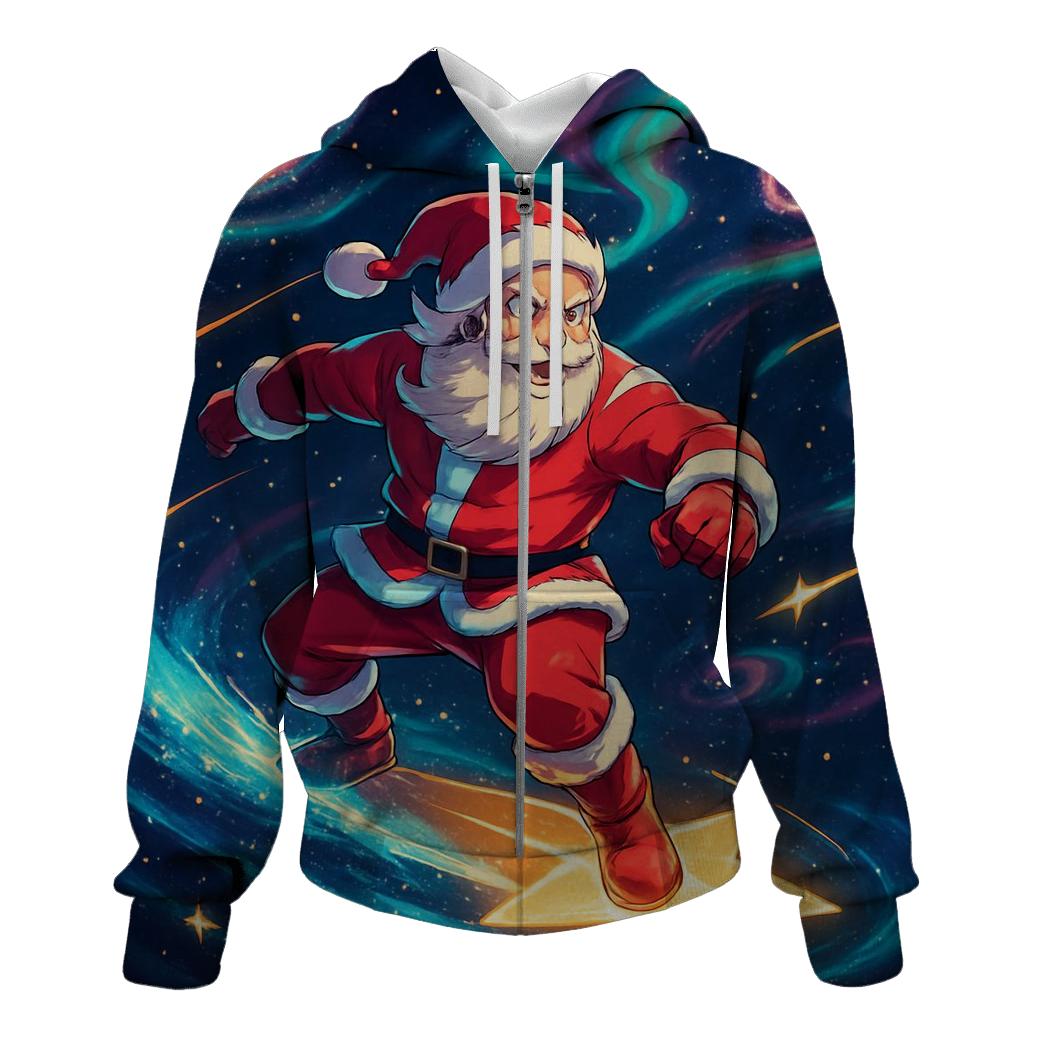 Starlight Surf Santa printed hoodies