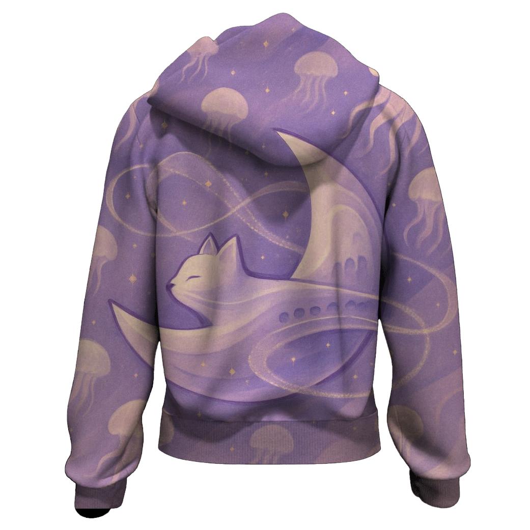 Dream Voyager Crescent Cat lightweight hoodies