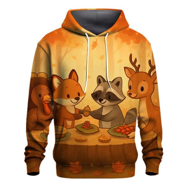Woodland Friends Thanksgiving Feast pullover hoodies