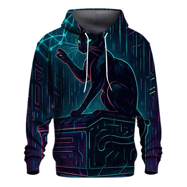 Cyber Alley Star Hacker Cat lightweight hoodies