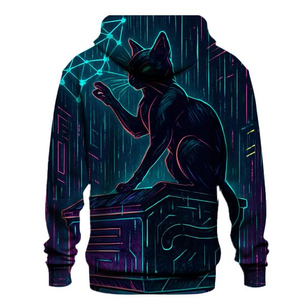 Cyber Alley Star Hacker Cat lightweight hoodies