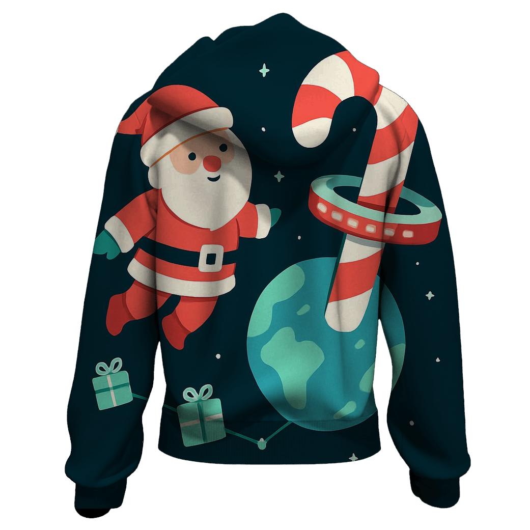 Orbiting Candy Cane Station zip-up hoodies