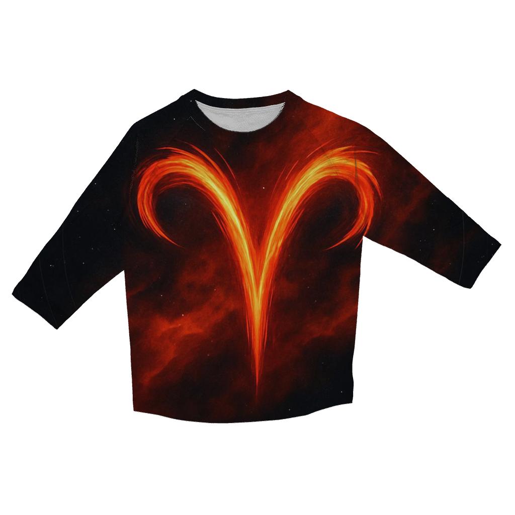 Luminous Aries Fire Arc printed three quarter sleeve shirts