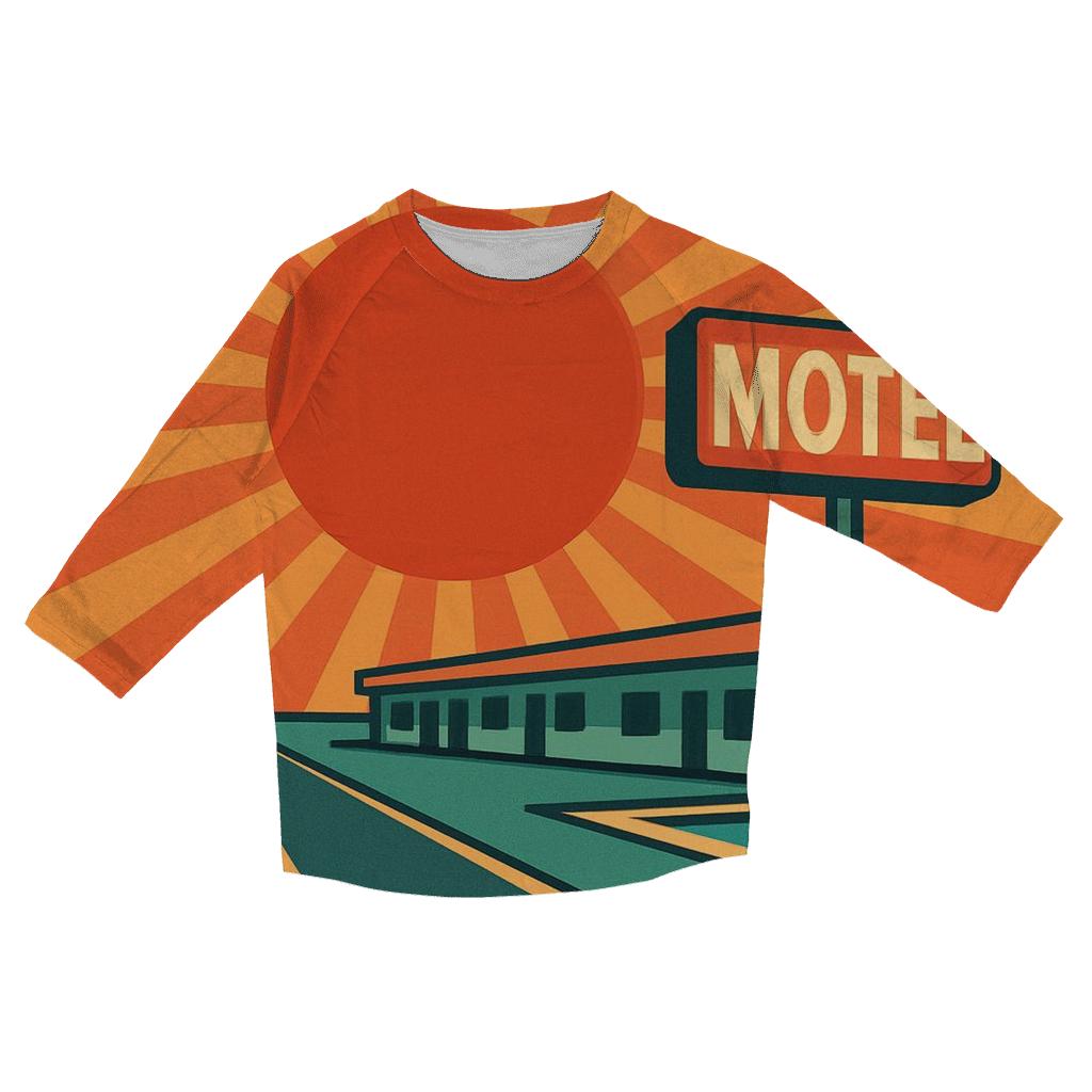 Sunburst Motel Highway printed three quarter sleeve shirts