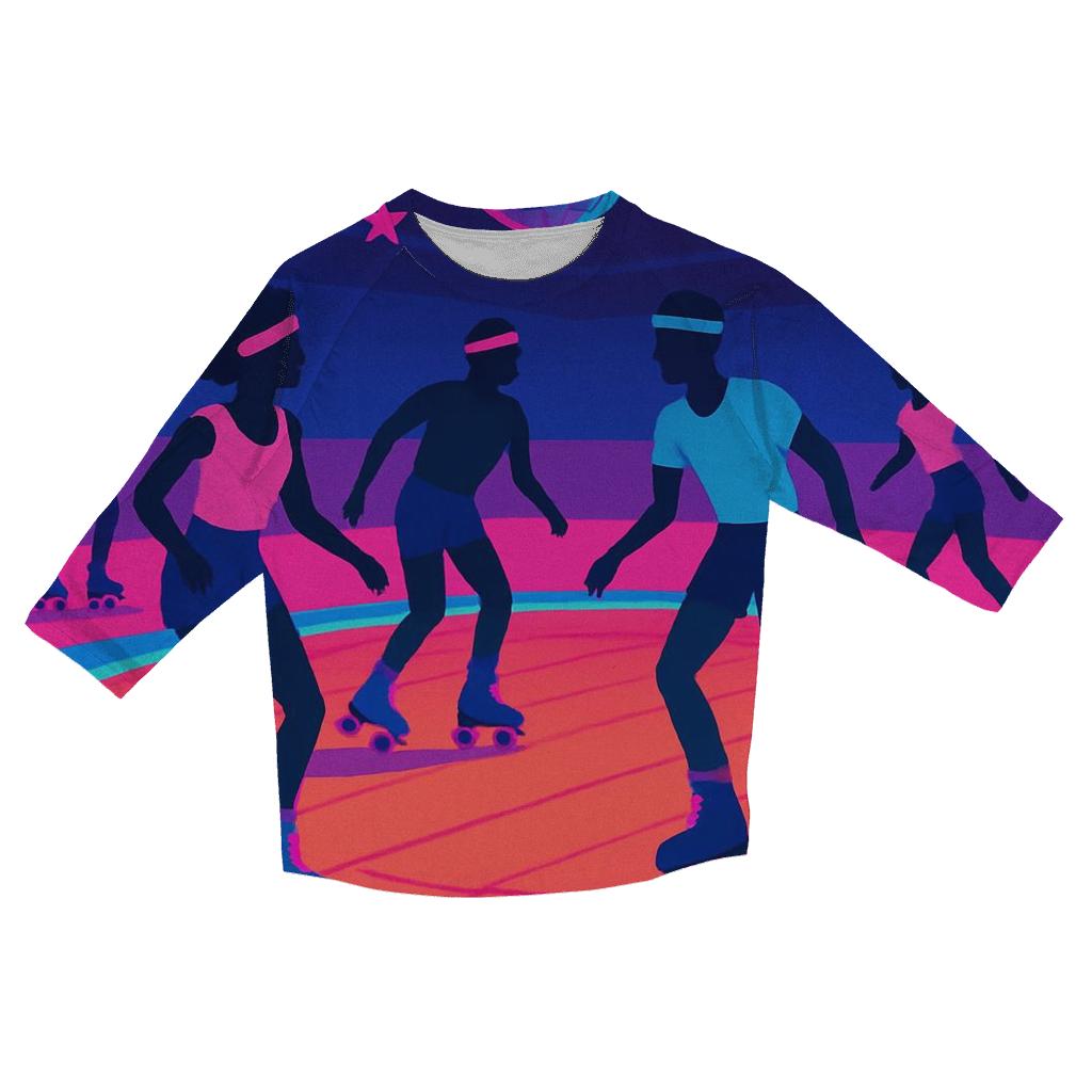 Neon Roller Rink Nights printed three quarter sleeve shirts