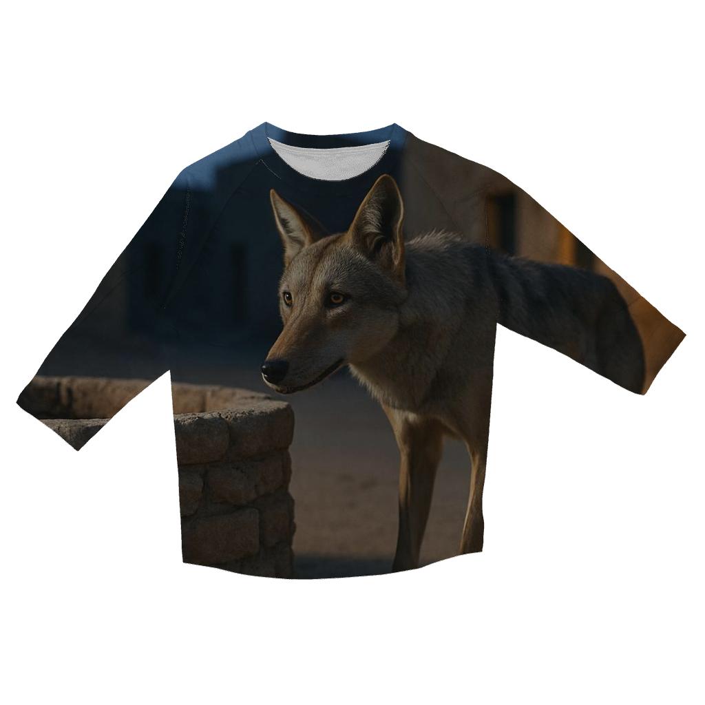 Lone Desert Wolf At Deserted Well fashion 3/4 sleeve shirts