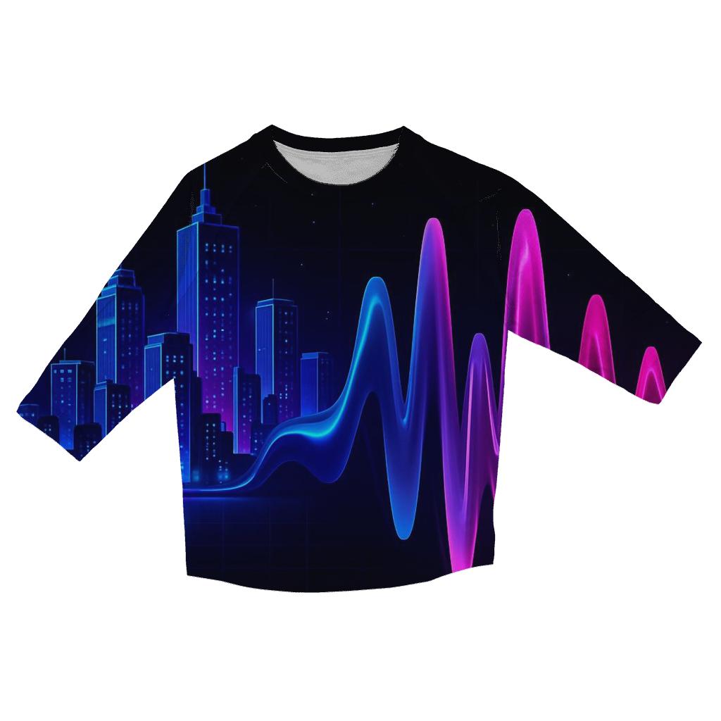 Chromatic Soundwave Skyline trendy 3/4 sleeve tops