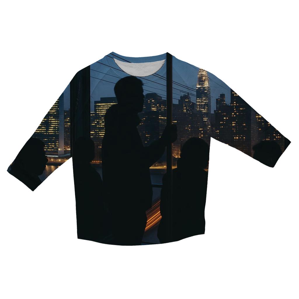 Queensboro Bridge Evening Commute Skyline designer 3/4 sleeve blouses