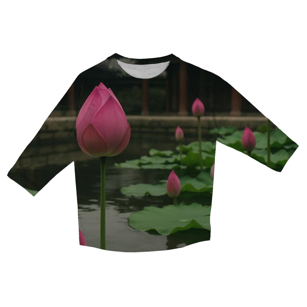 Lotus Leaves And Buds In Temple Courtyard fashion 3/4 sleeve shirts